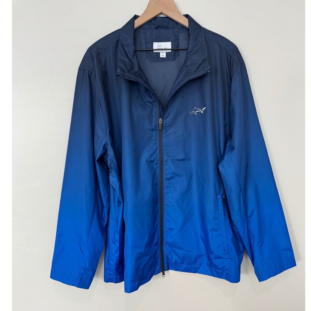 Greg Norman Attack Life Mens Blue Ombre Full Zip Windbreaker Jacket Golf XXL